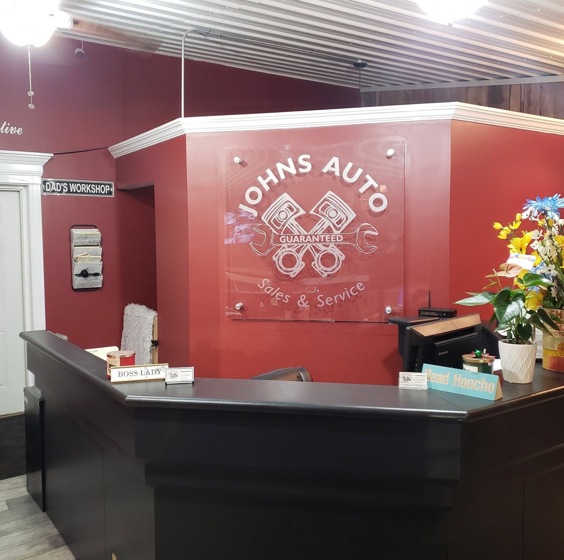 Inside John's Automotive shop in West Harrison, Indiana